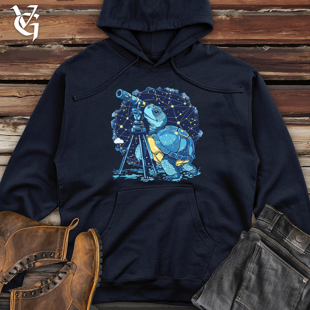 Stargazing Turtle Astronomer Midweight Hooded Sweatshirt