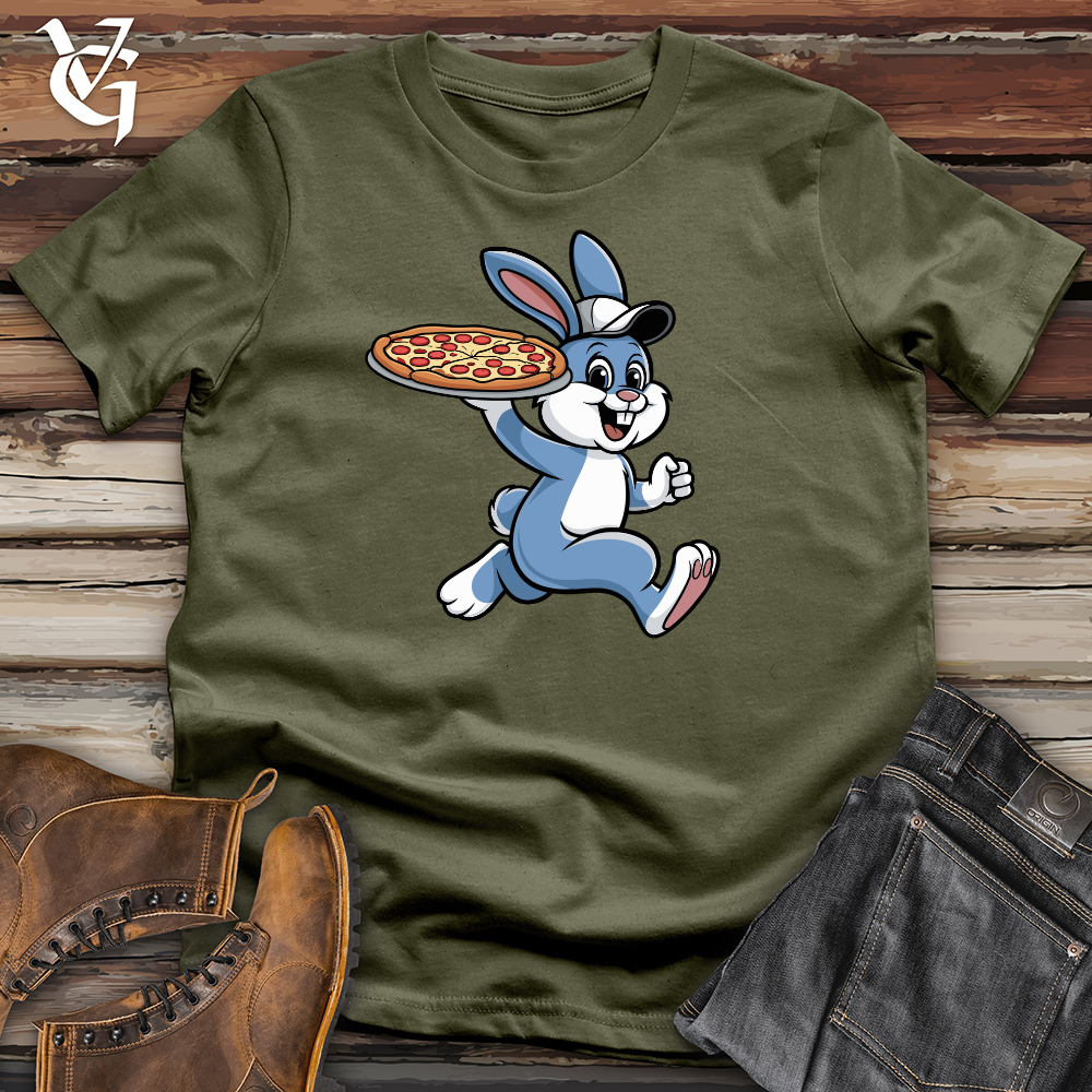 Rabbit Delivering Pizza Cotton Tee