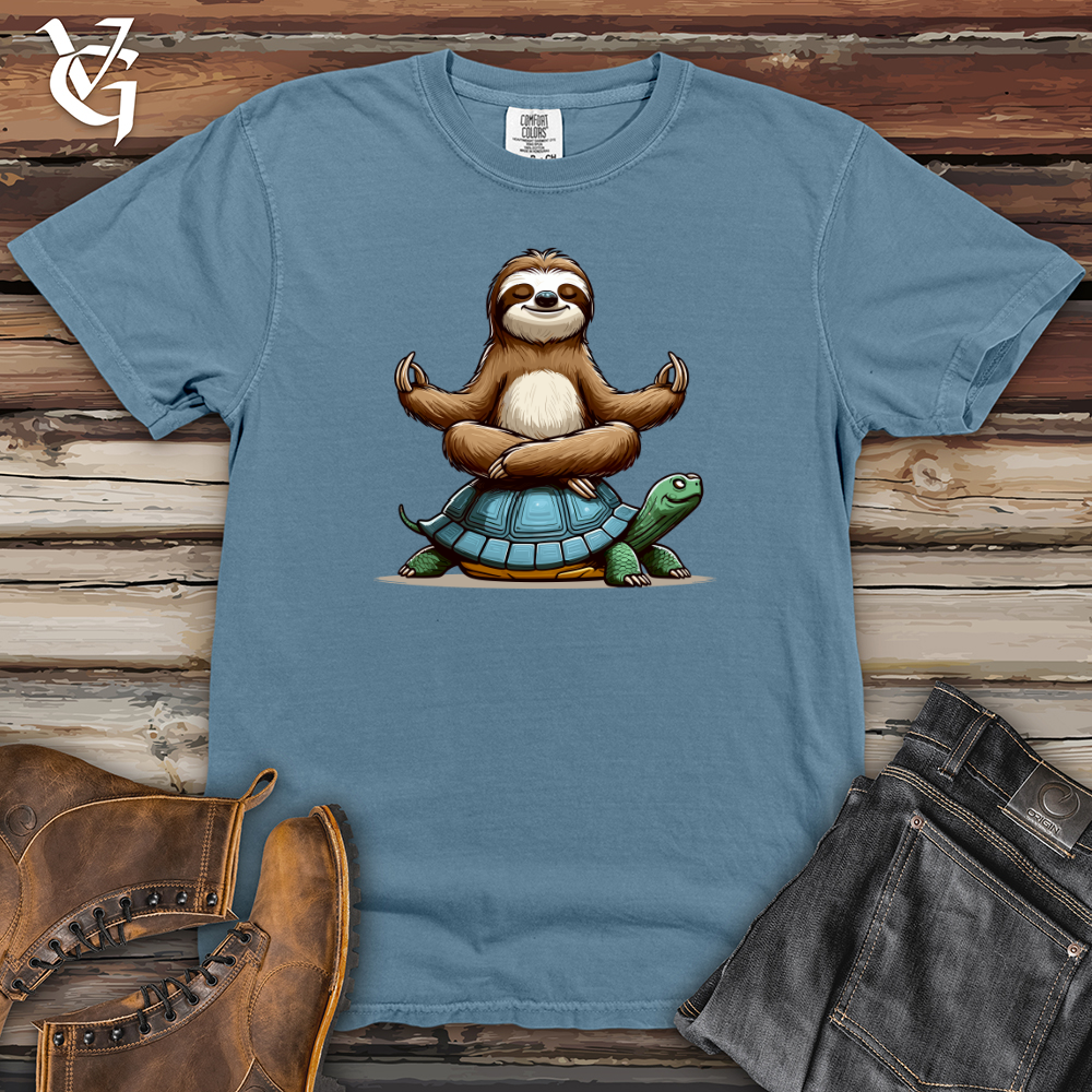 Meditation Sloth With Turtle Heavy Cotton Comfort Colors Tee