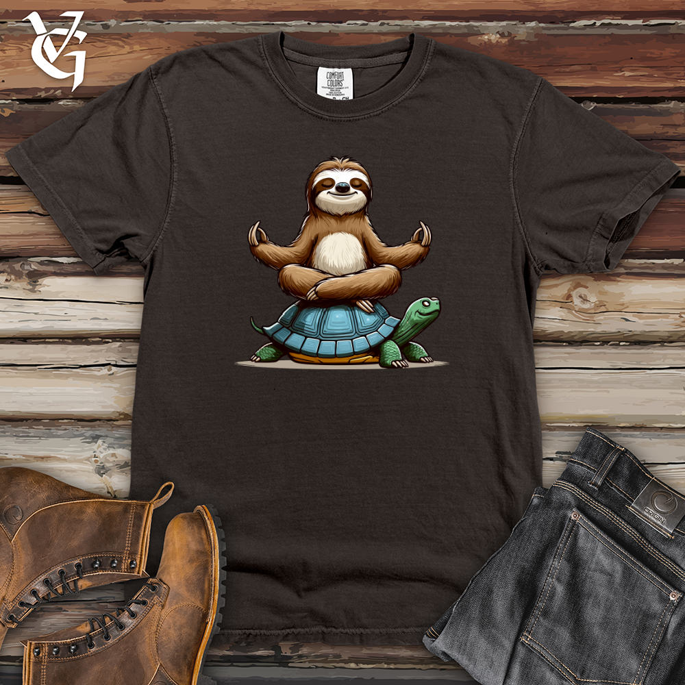 Meditation Sloth With Turtle Heavy Cotton Comfort Colors Tee