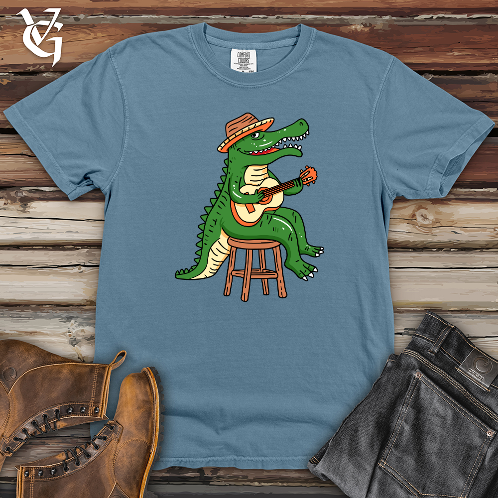 Crocodile Playing Guitar Heavy Cotton Comfort Colors Tee