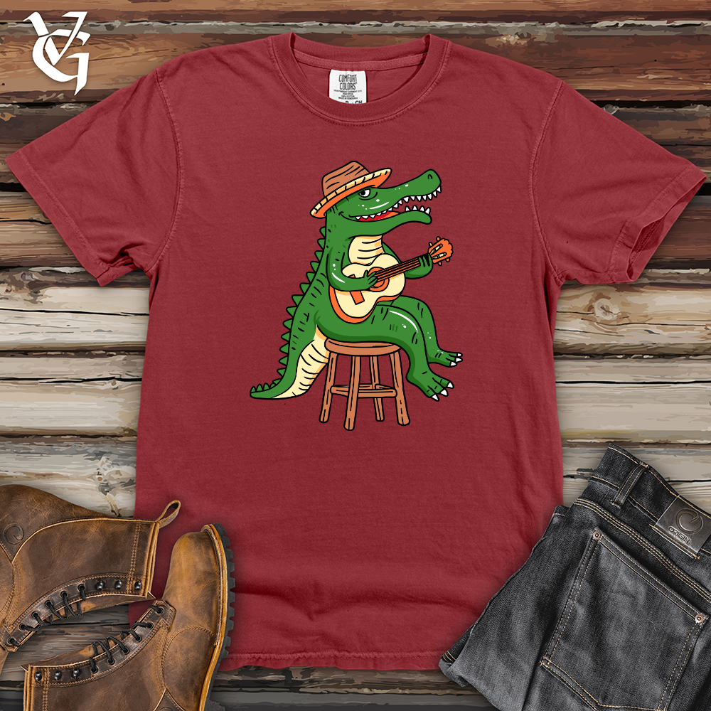 Crocodile Playing Guitar Heavy Cotton Comfort Colors Tee