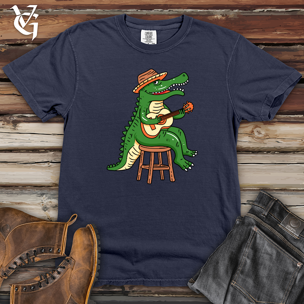 Crocodile Playing Guitar Heavy Cotton Comfort Colors Tee