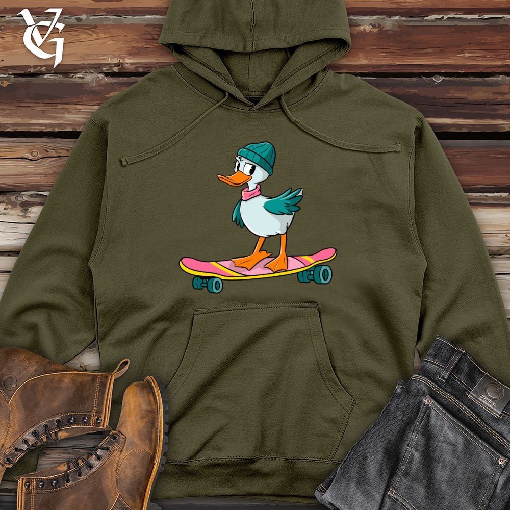 Duck With Skateboard Midweight Hooded Sweatshirt