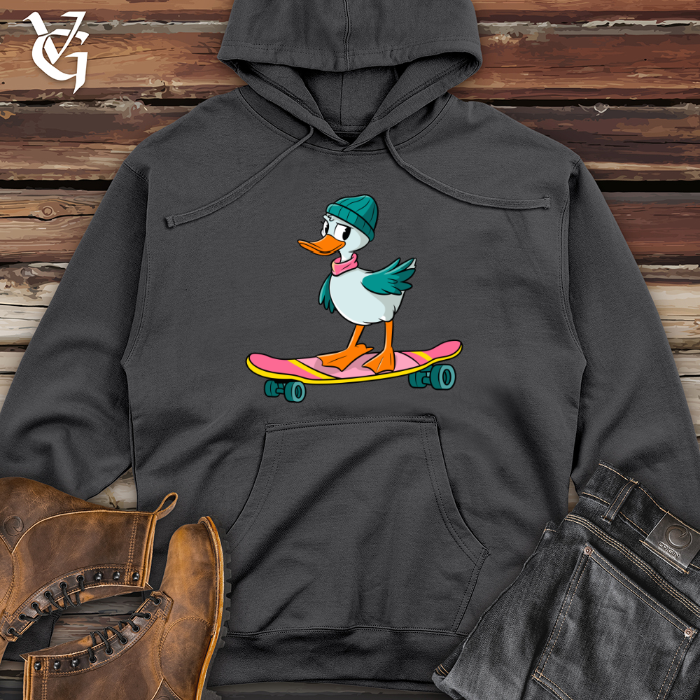Duck With Skateboard Midweight Hooded Sweatshirt