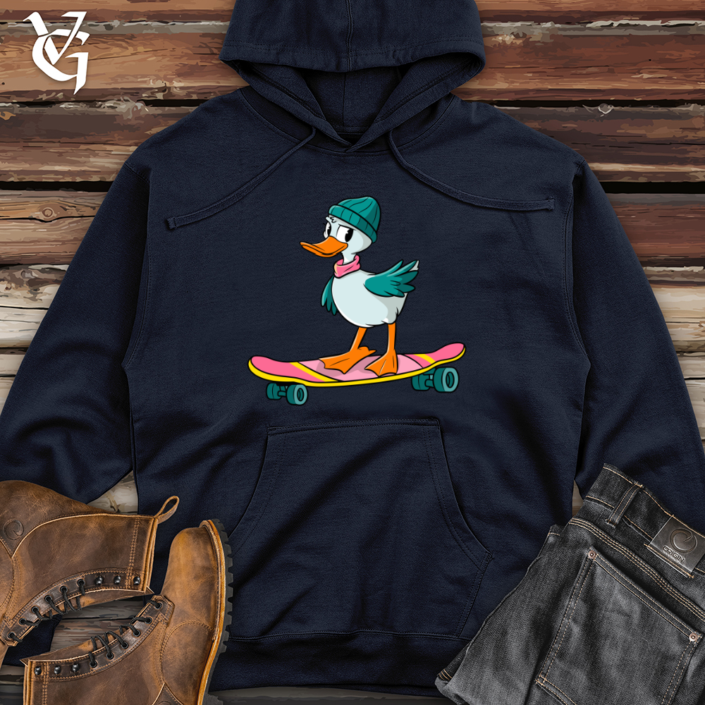 Duck With Skateboard Midweight Hooded Sweatshirt