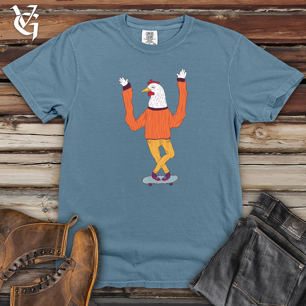 Chicken Balancing on a Skateboard Heavy Cotton Comfort Colors Tee