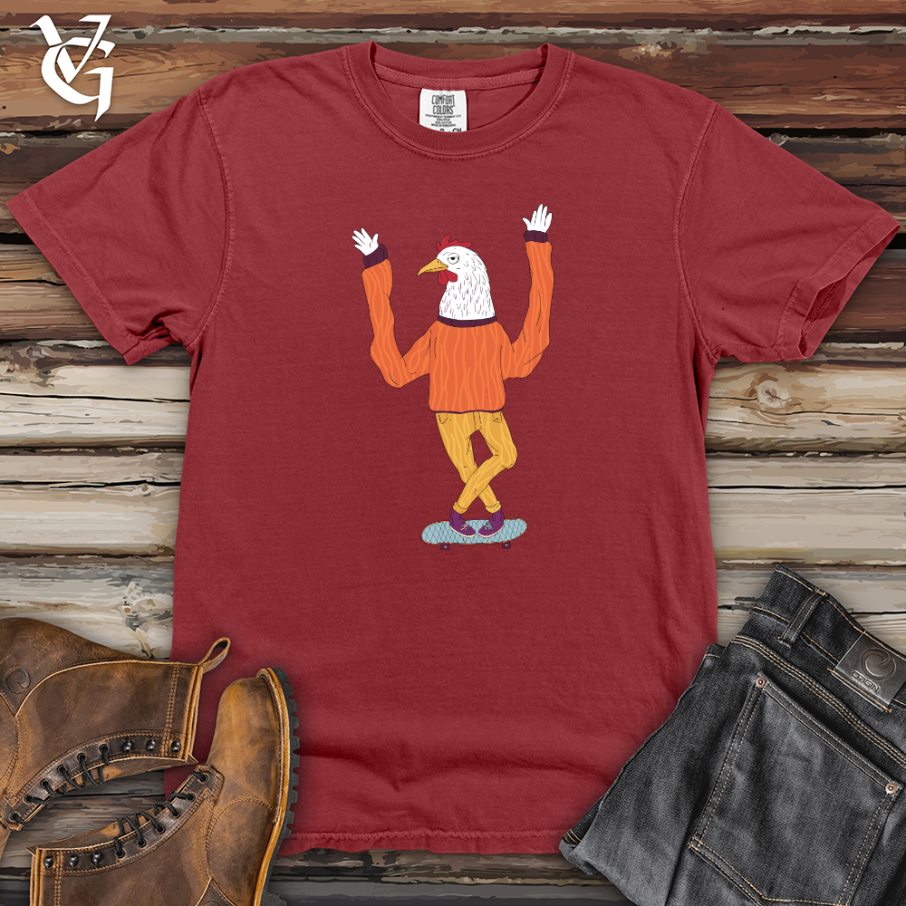 Chicken Balancing on a Skateboard Heavy Cotton Comfort Colors Tee