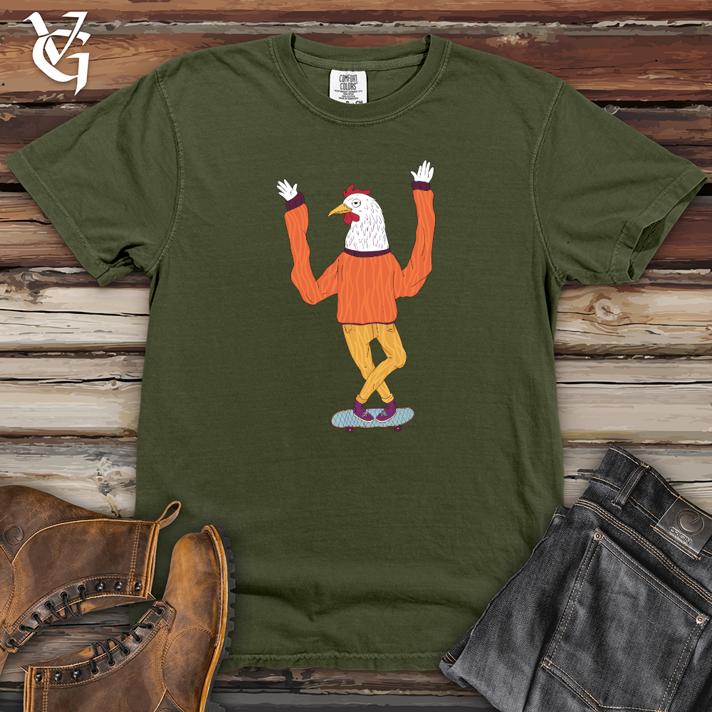 Chicken Balancing on a Skateboard Heavy Cotton Comfort Colors Tee