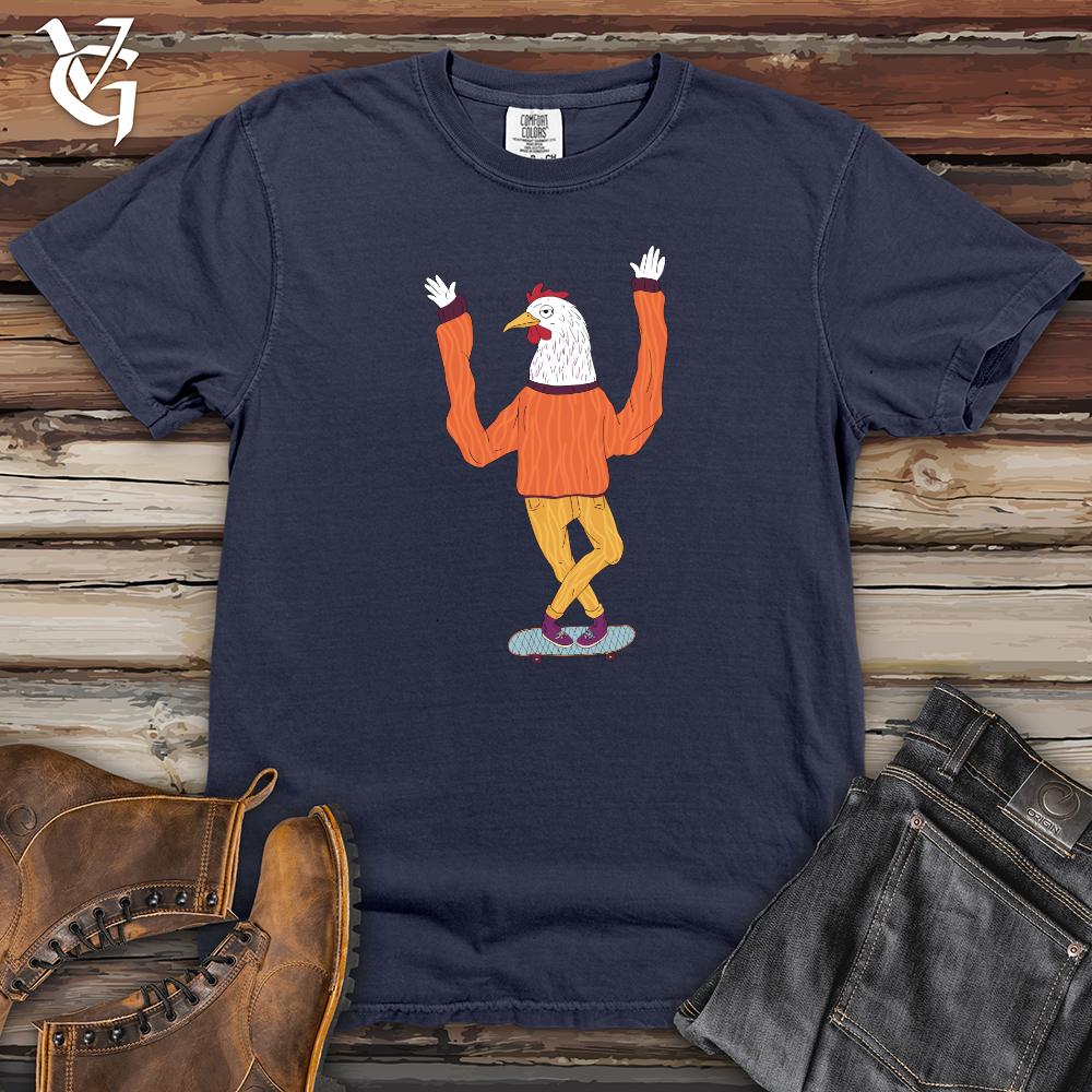 Chicken Balancing on a Skateboard Heavy Cotton Comfort Colors Tee