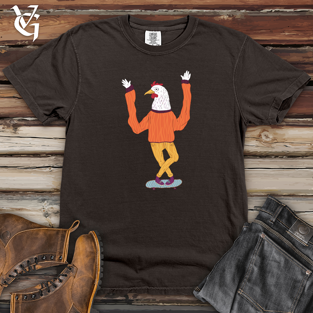 Chicken Balancing on a Skateboard Heavy Cotton Comfort Colors Tee