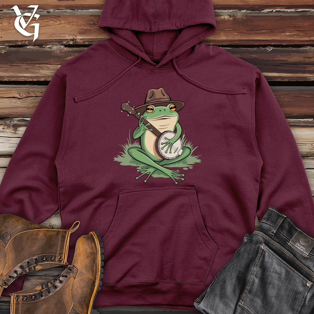 Frog Playing Banjo Midweight Hooded Sweatshirt