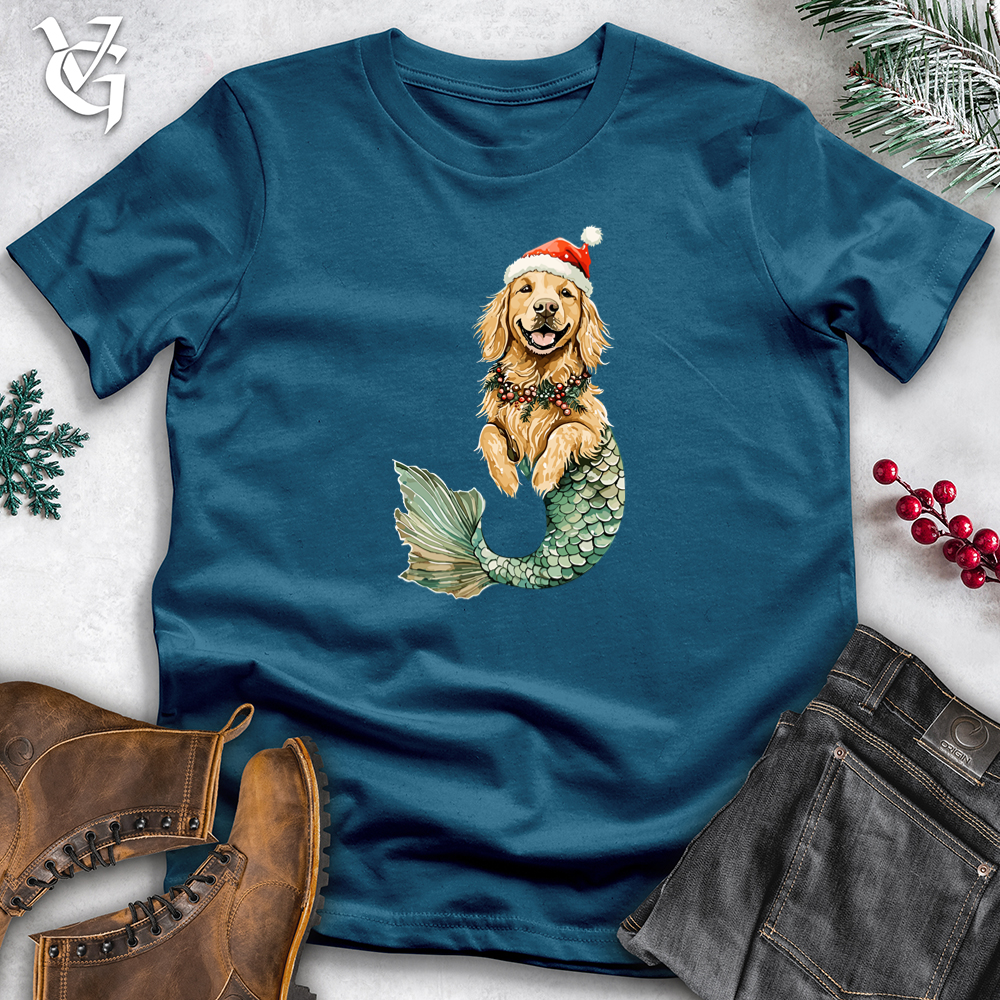 Mermaid Christmas Dog Cotton Tee