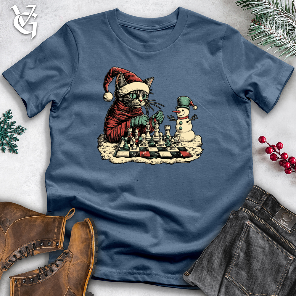 Christmas Chess Cat Cotton Tee