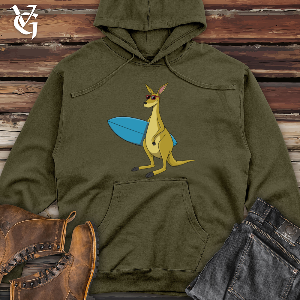 Kangaroo With Surfboard Midweight Hooded Sweatshirt