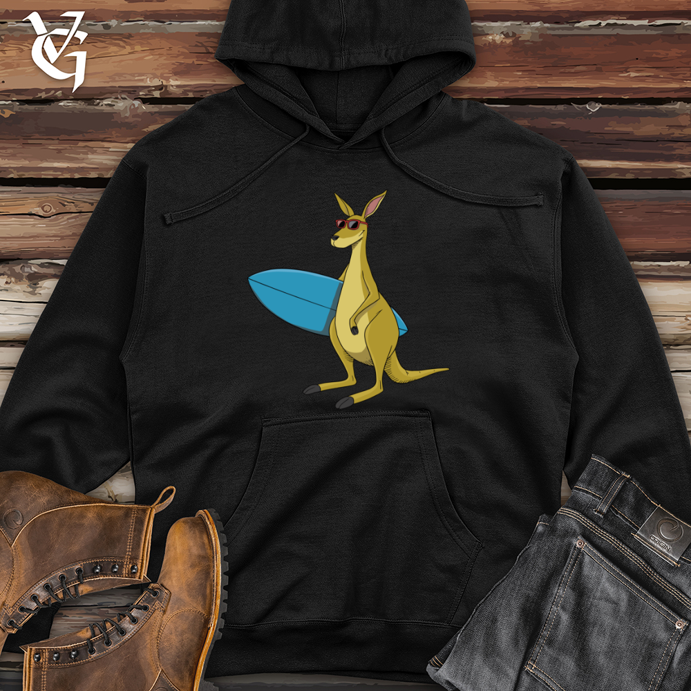 Kangaroo With Surfboard Midweight Hooded Sweatshirt