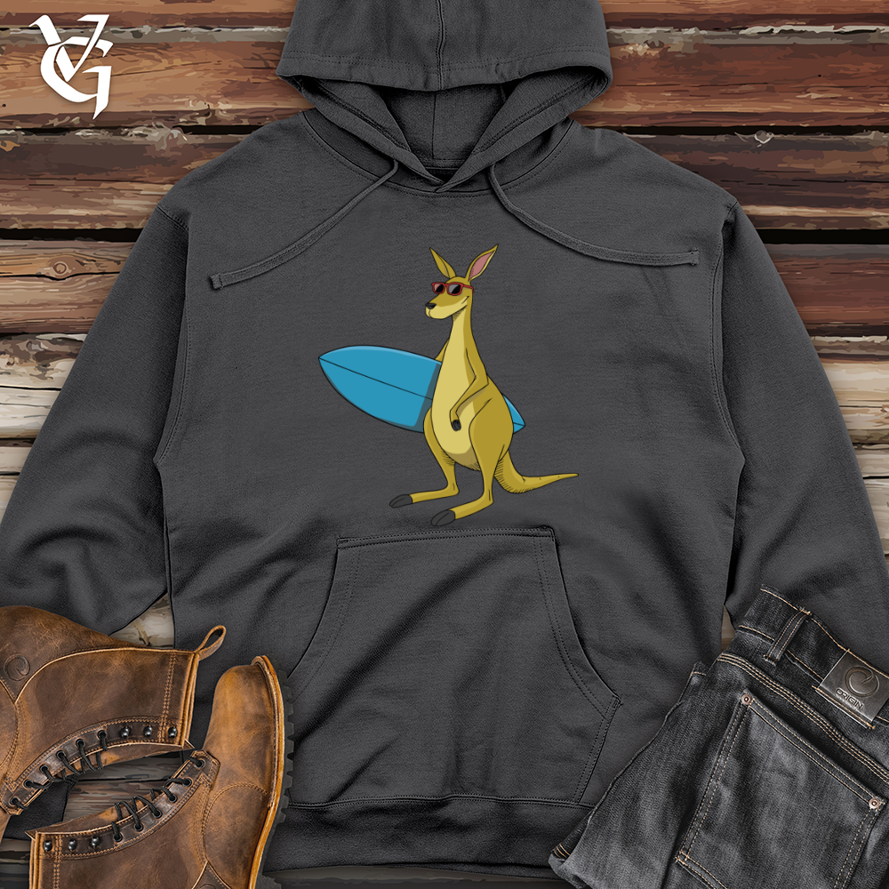 Kangaroo With Surfboard Midweight Hooded Sweatshirt