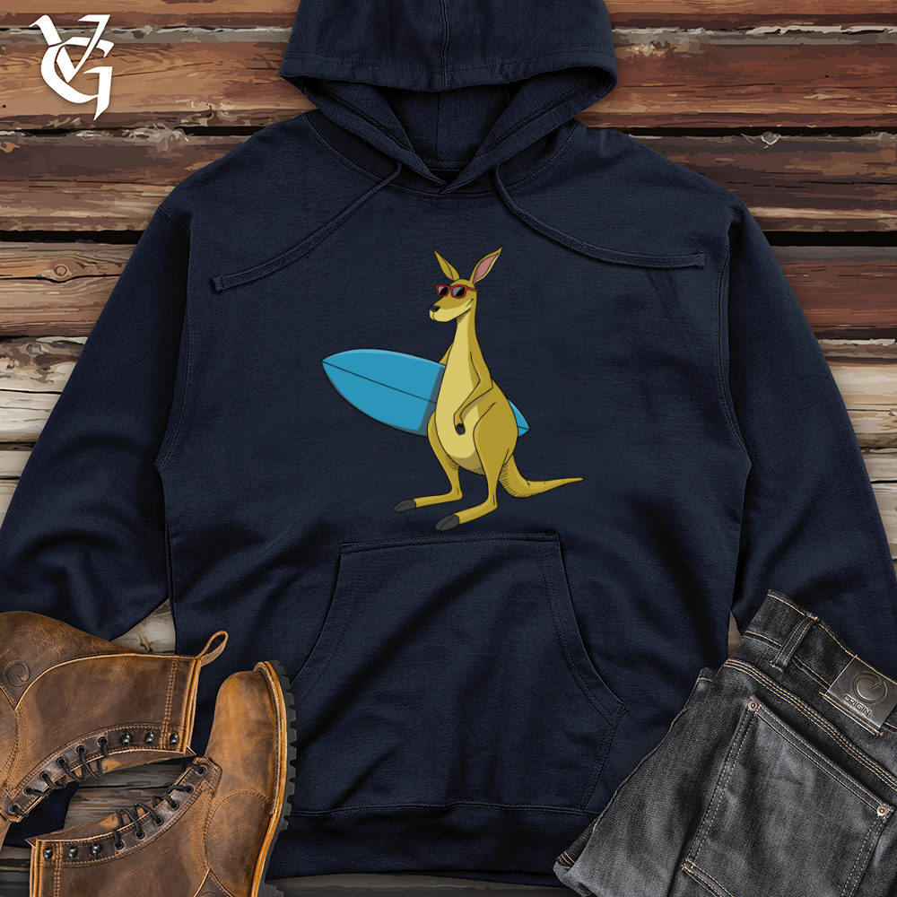 Kangaroo With Surfboard Midweight Hooded Sweatshirt