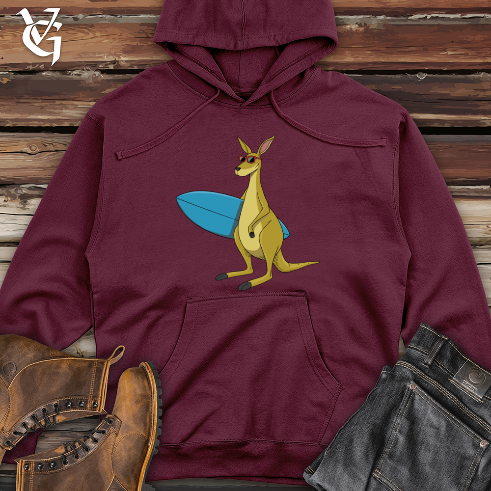 Kangaroo With Surfboard Midweight Hooded Sweatshirt