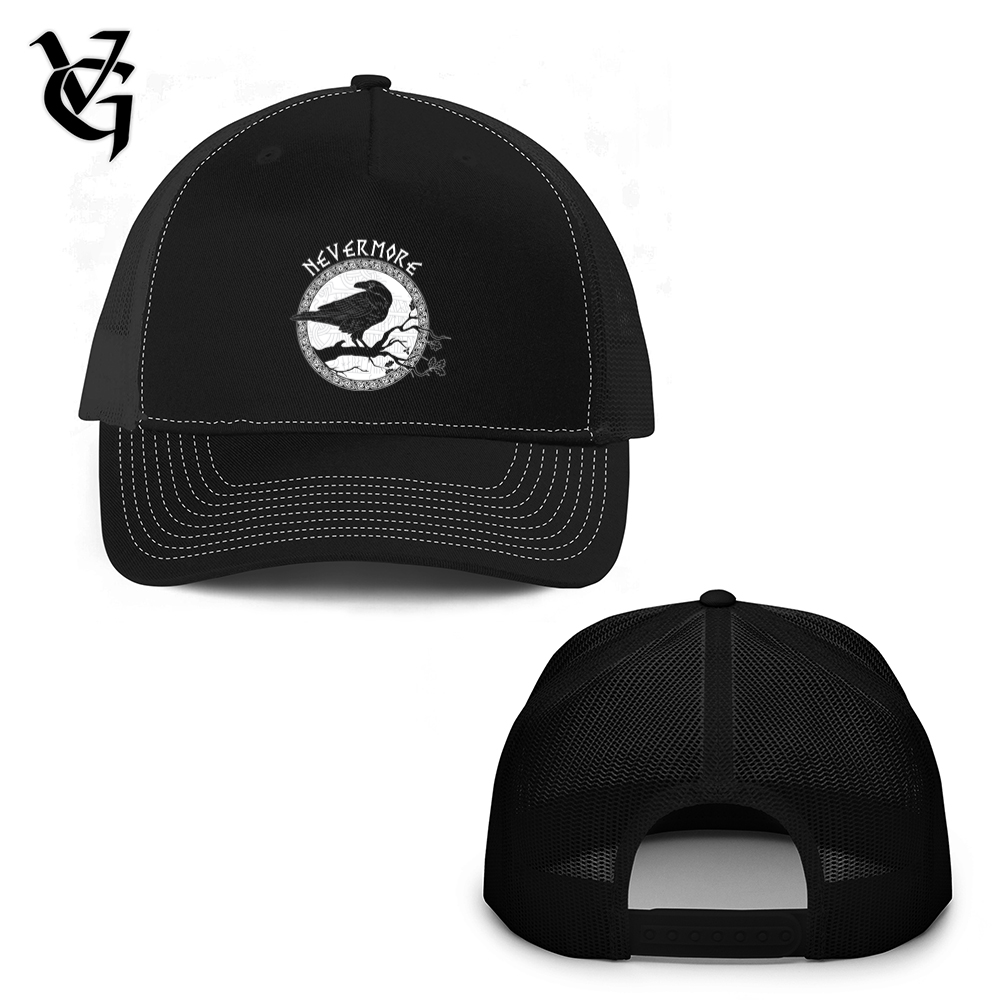 Nevermore White Winter Raven Trucker Hat