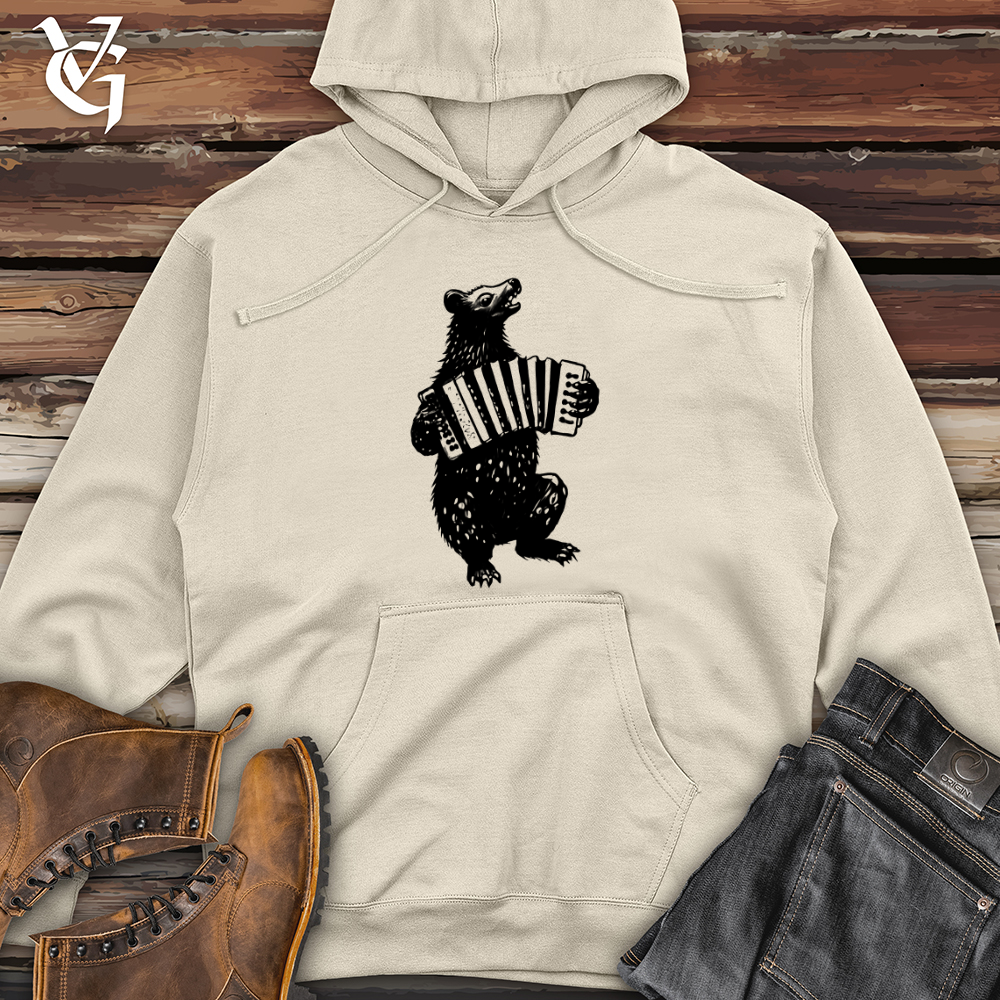 Bear Accordion Player Midweight Hooded Sweatshirt