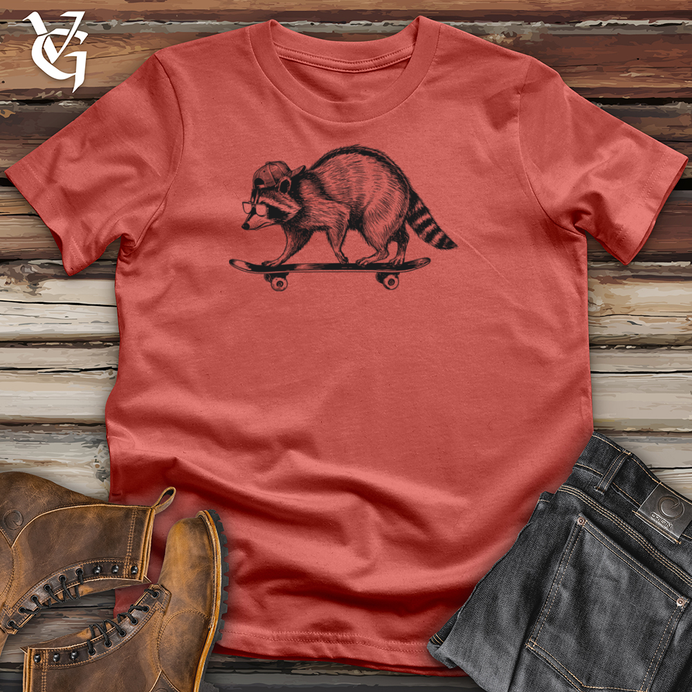 Raccoon Skateboarding Cotton Tee