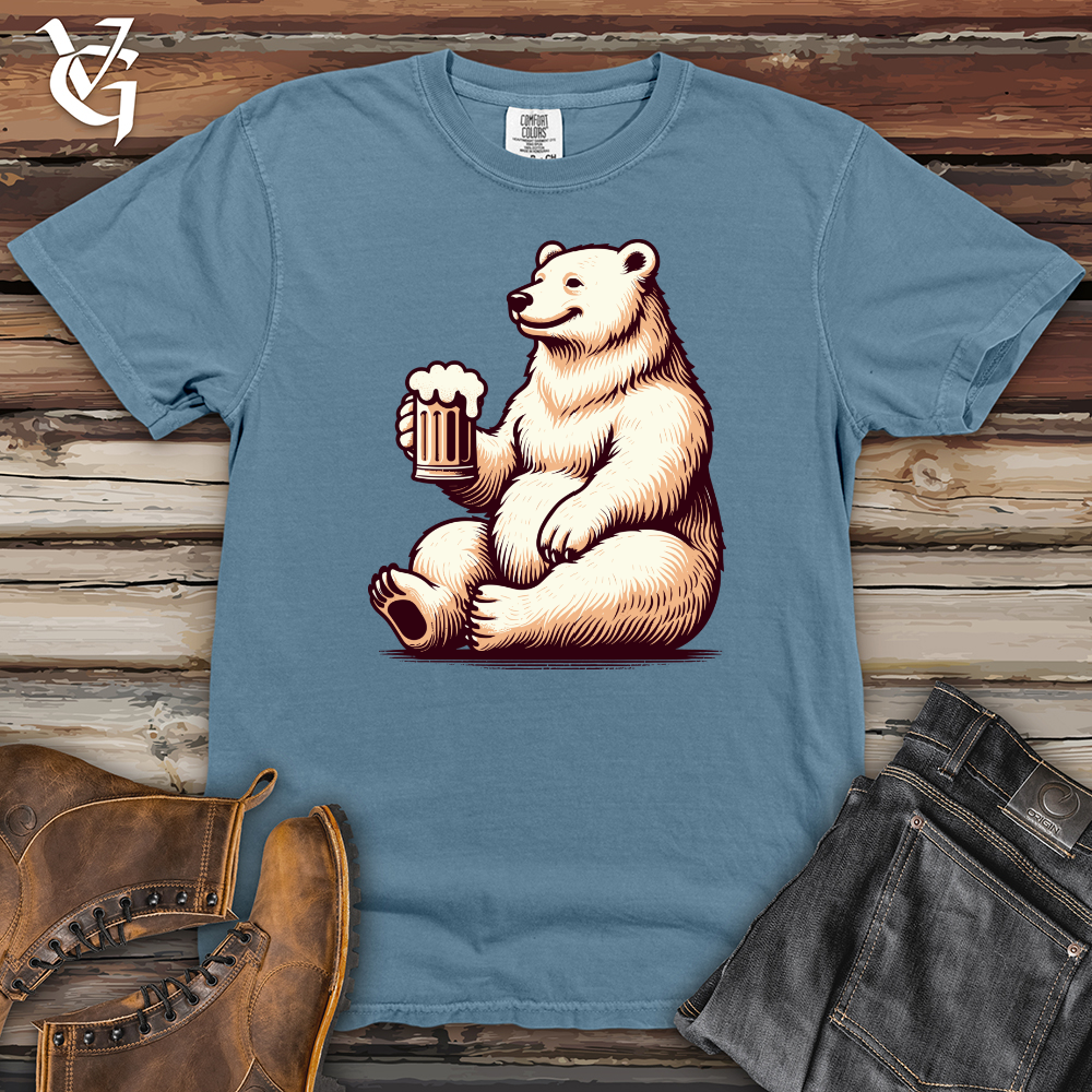 Polar Bear With Mug of Beer Heavy Cotton Comfort Colors Tee