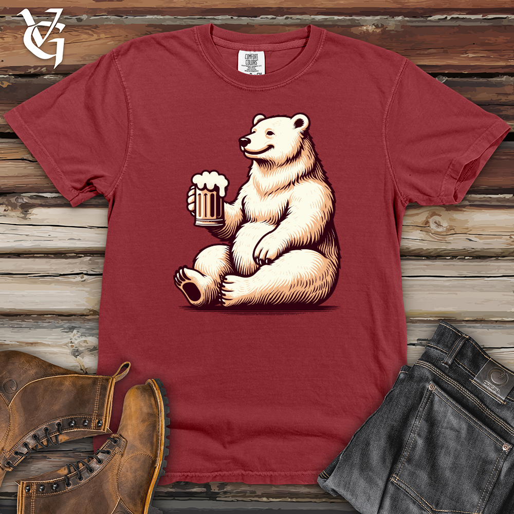 Polar Bear With Mug of Beer Heavy Cotton Comfort Colors Tee
