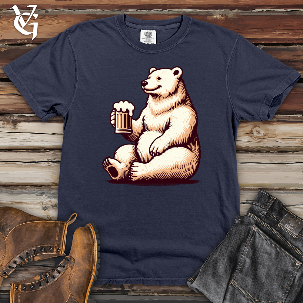 Polar Bear With Mug of Beer Heavy Cotton Comfort Colors Tee