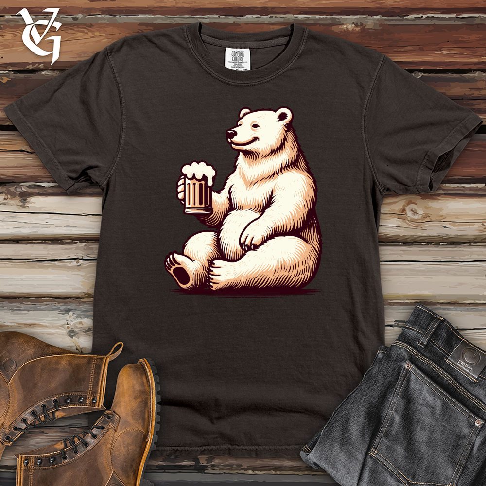 Polar Bear With Mug of Beer Heavy Cotton Comfort Colors Tee