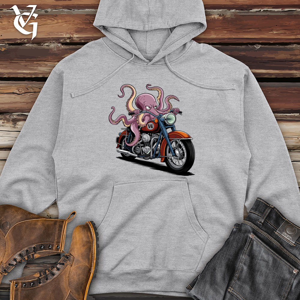 Octopus Riding Bike Midweight Hooded Sweatshirt