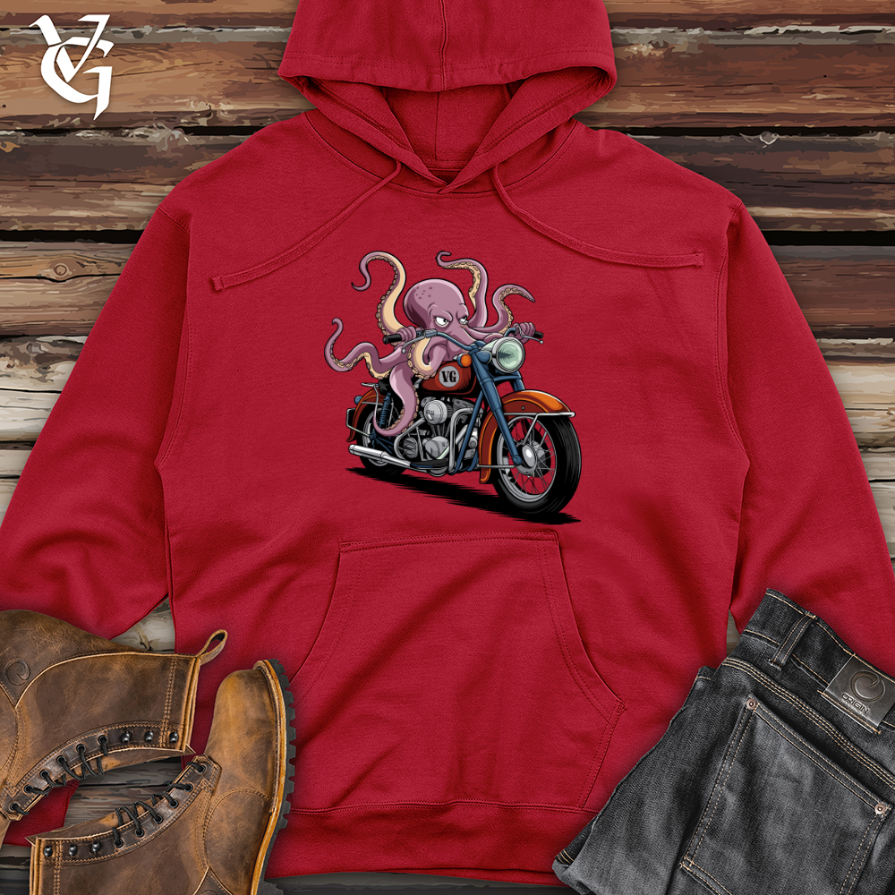Octopus Riding Bike Midweight Hooded Sweatshirt