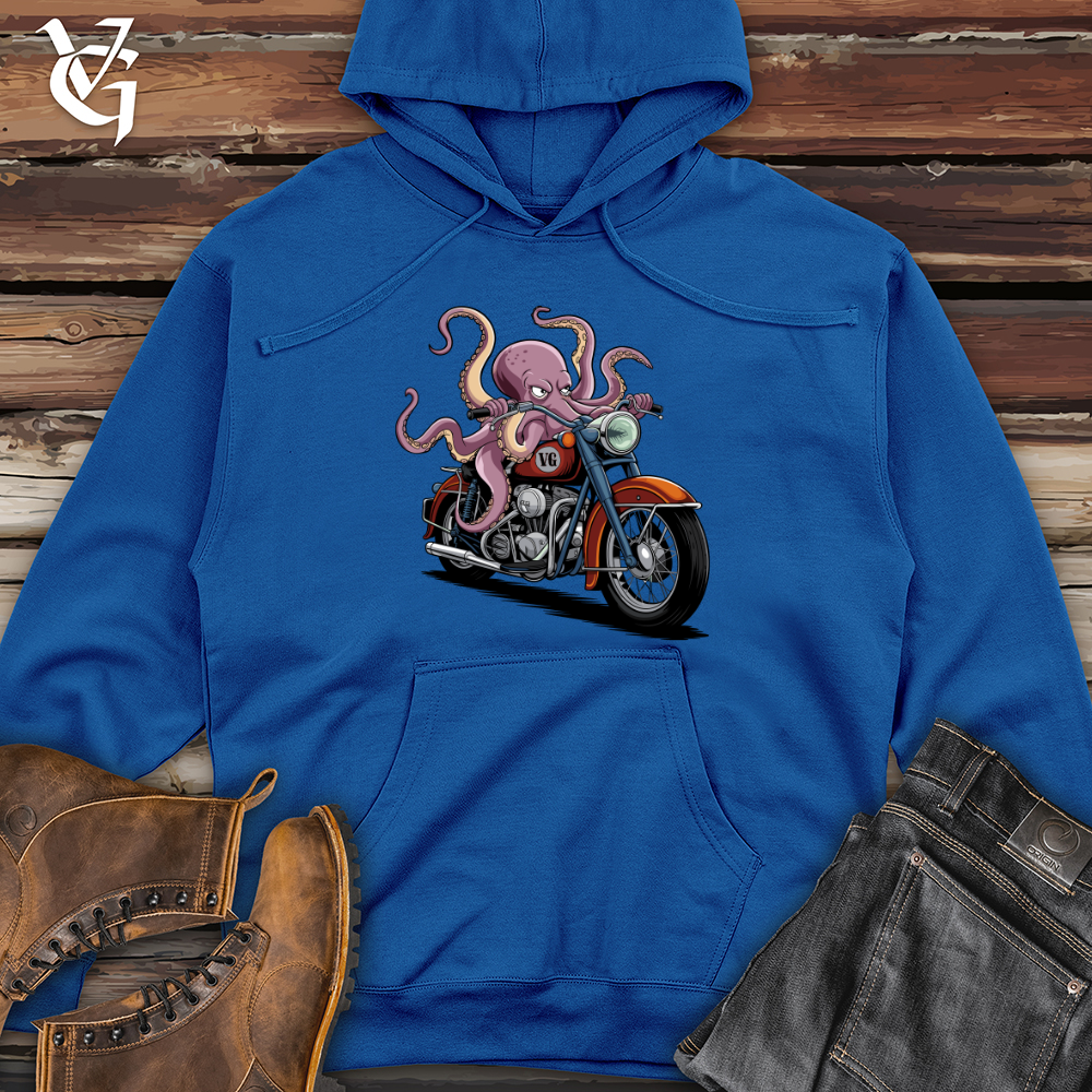 Octopus Riding Bike Midweight Hooded Sweatshirt