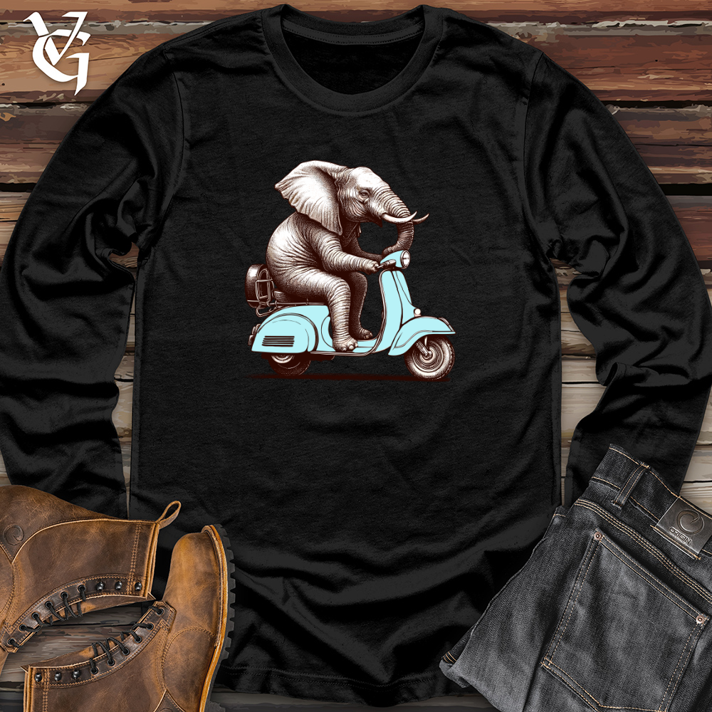 Elephant  Sitting Top a Scooter Long Sleeve