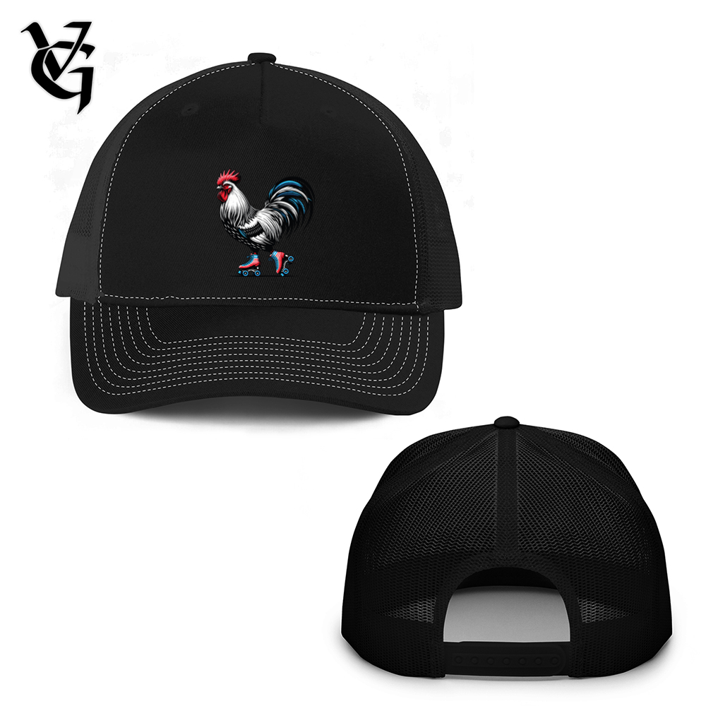 Rooster with Roller Skates Trucker Hat