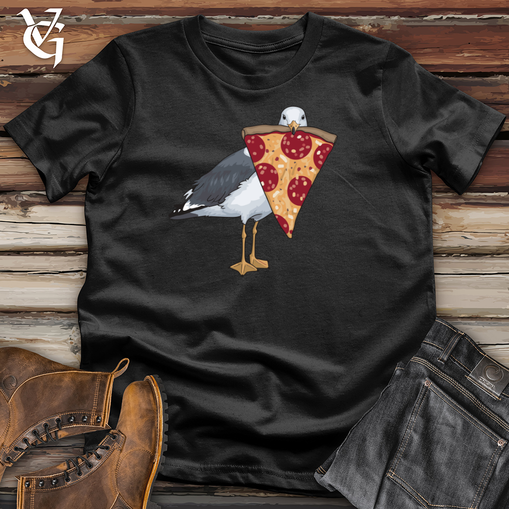 Seagull With Pizza Cotton Tee