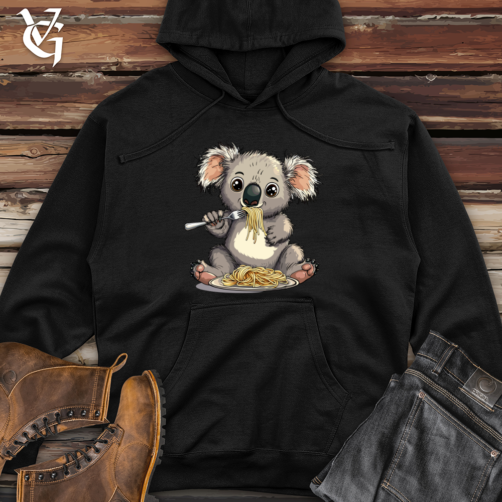 Koala Eating Pasta Midweight Hooded Sweatshirt