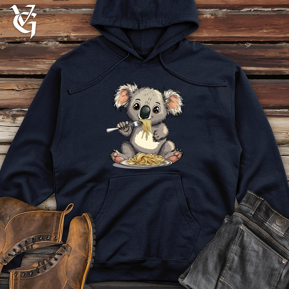Koala Eating Pasta Midweight Hooded Sweatshirt