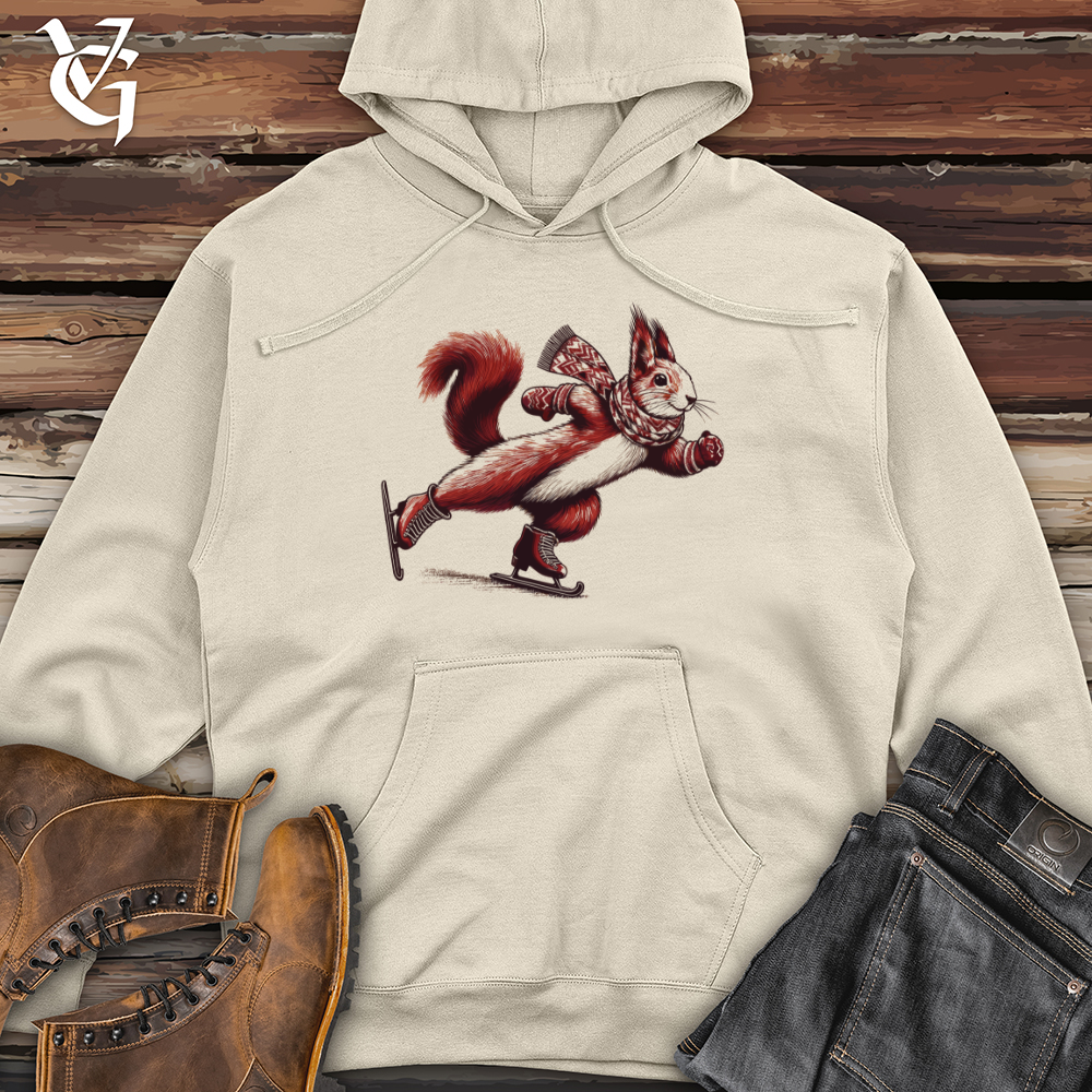 Ice Skating Squirrel Midweight Hooded Sweatshirt
