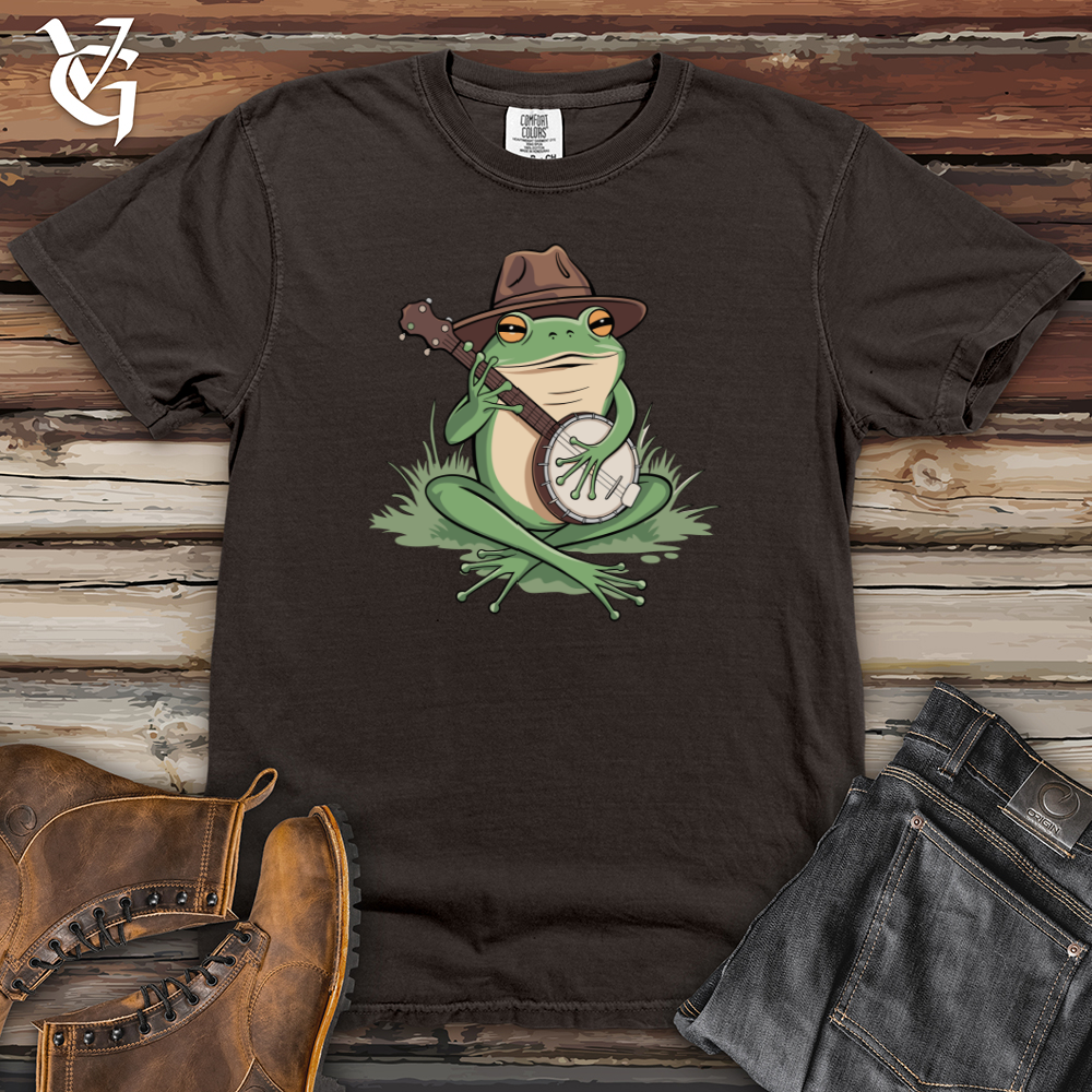Frog Playing Banjo Heavy Cotton Comfort Colors Tee