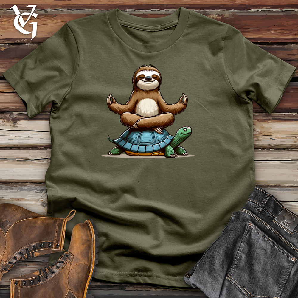 Meditation Sloth With Turtle Cotton Tee