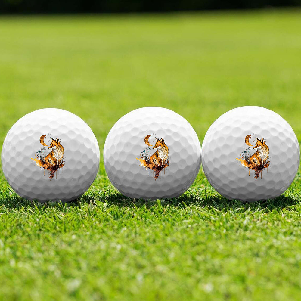 Fox Watercolor Golf Ball 3 Pack