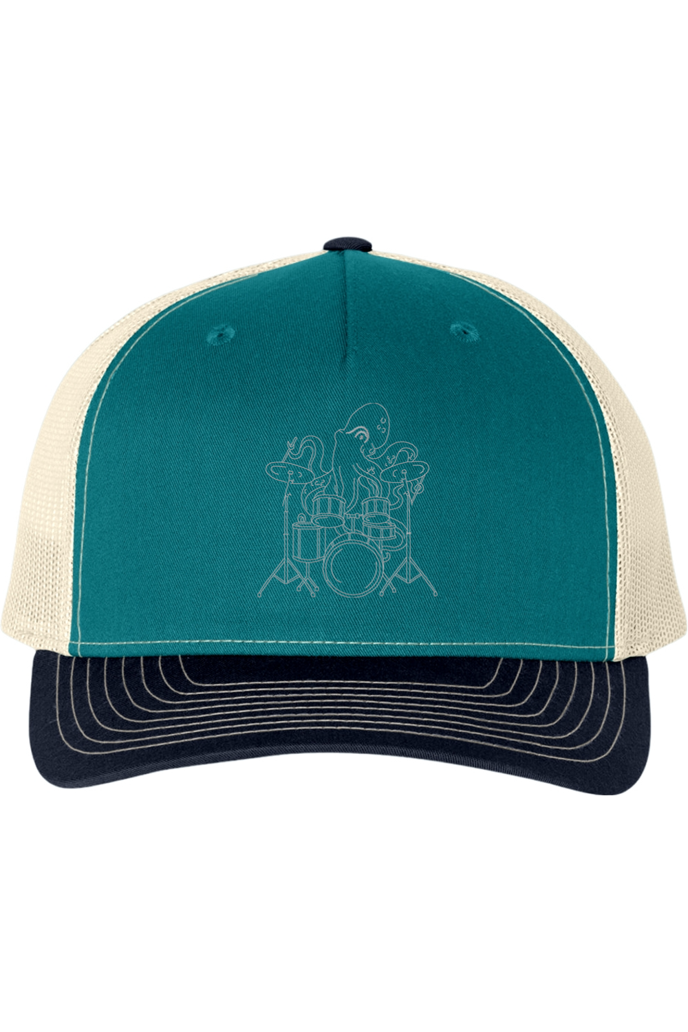 Octopus Drumming Embroidered Trucker Cap