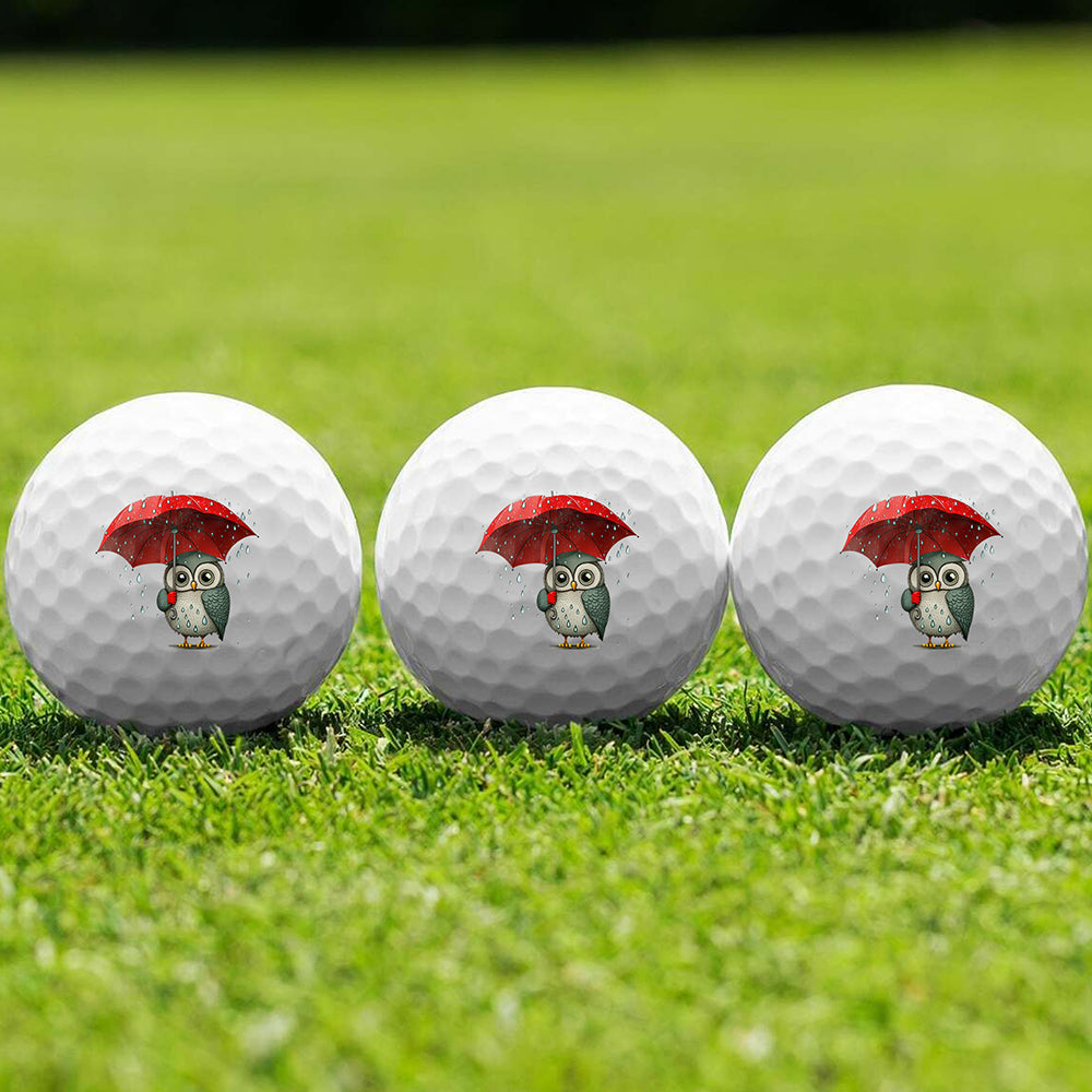 Owl In The Rain Golf Ball 3 Pack