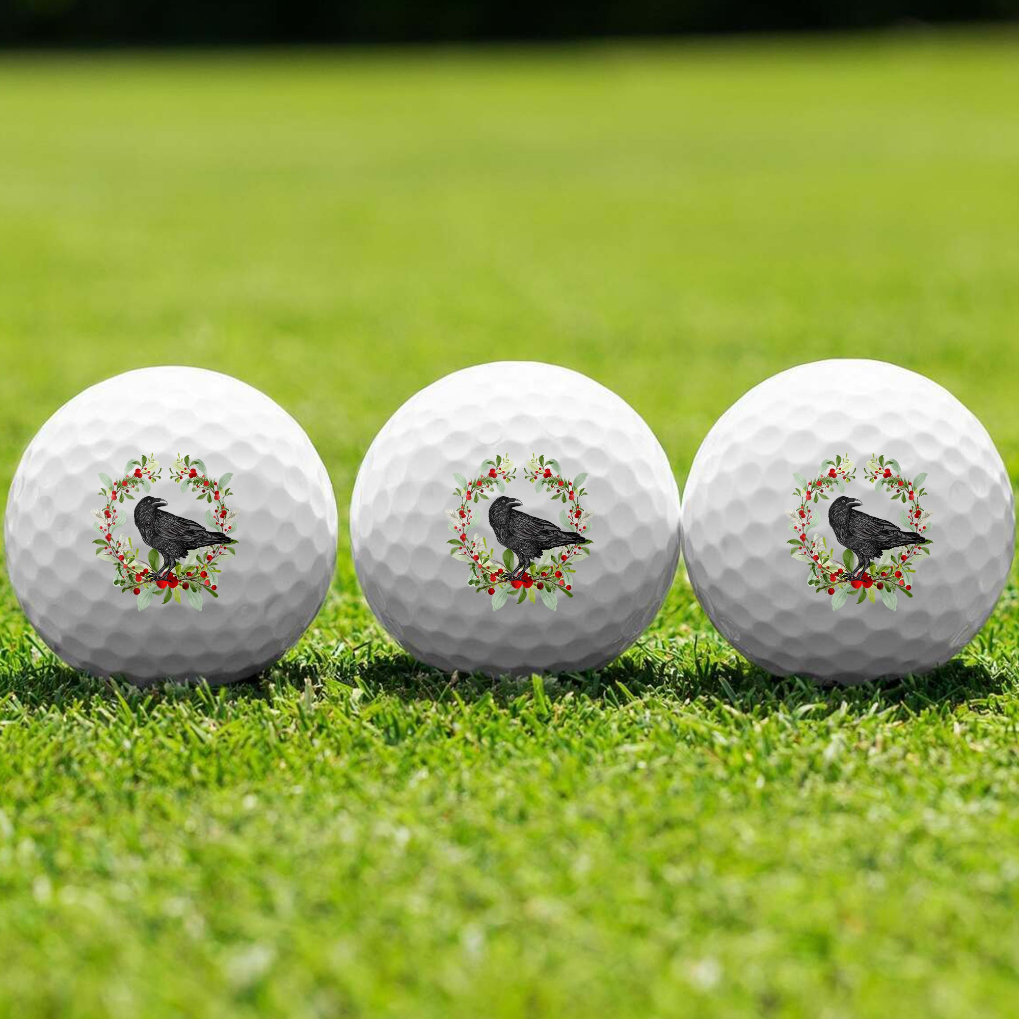 Raven of the Holly Golf Ball 3 Pack