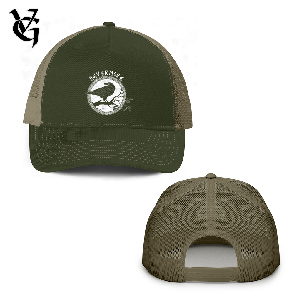 Nevermore White Winter Raven Trucker Hat
