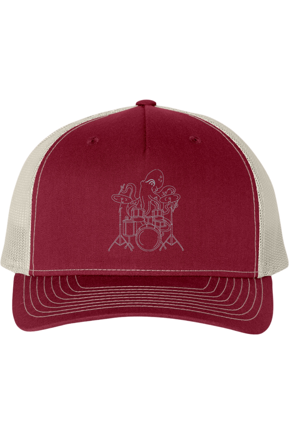Octopus Drumming Embroidered Trucker Cap