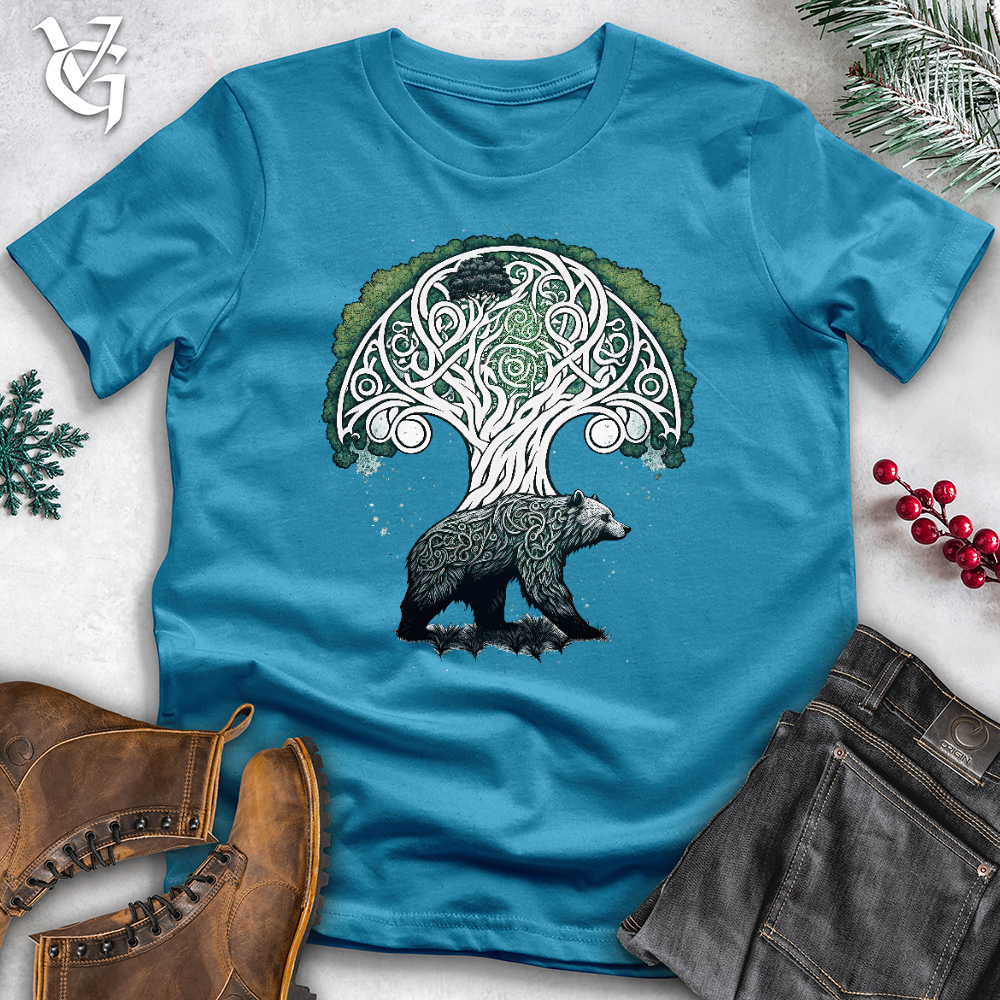 Viking Goods Celtic Bear Of Life Cotton Tee Aqua / L