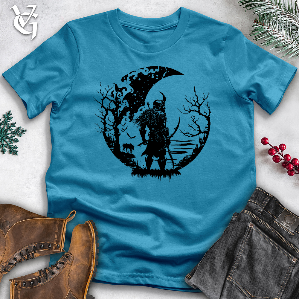 Viking Goods Celtic Moon Viking Warrior Cotton Tee Aqua / L