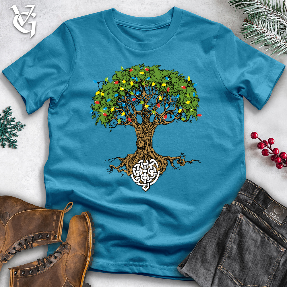 Viking Goods Celtic Rooted Holiday Cotton Tee Aqua / L